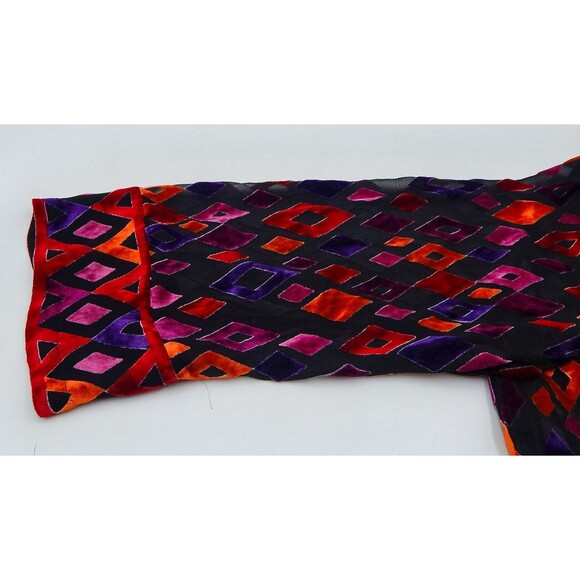 Bob Mackie Top Kimono Womens 1X Diamond Velvet Burnout Sheer Silk Blend Button - Picture 6 of 11